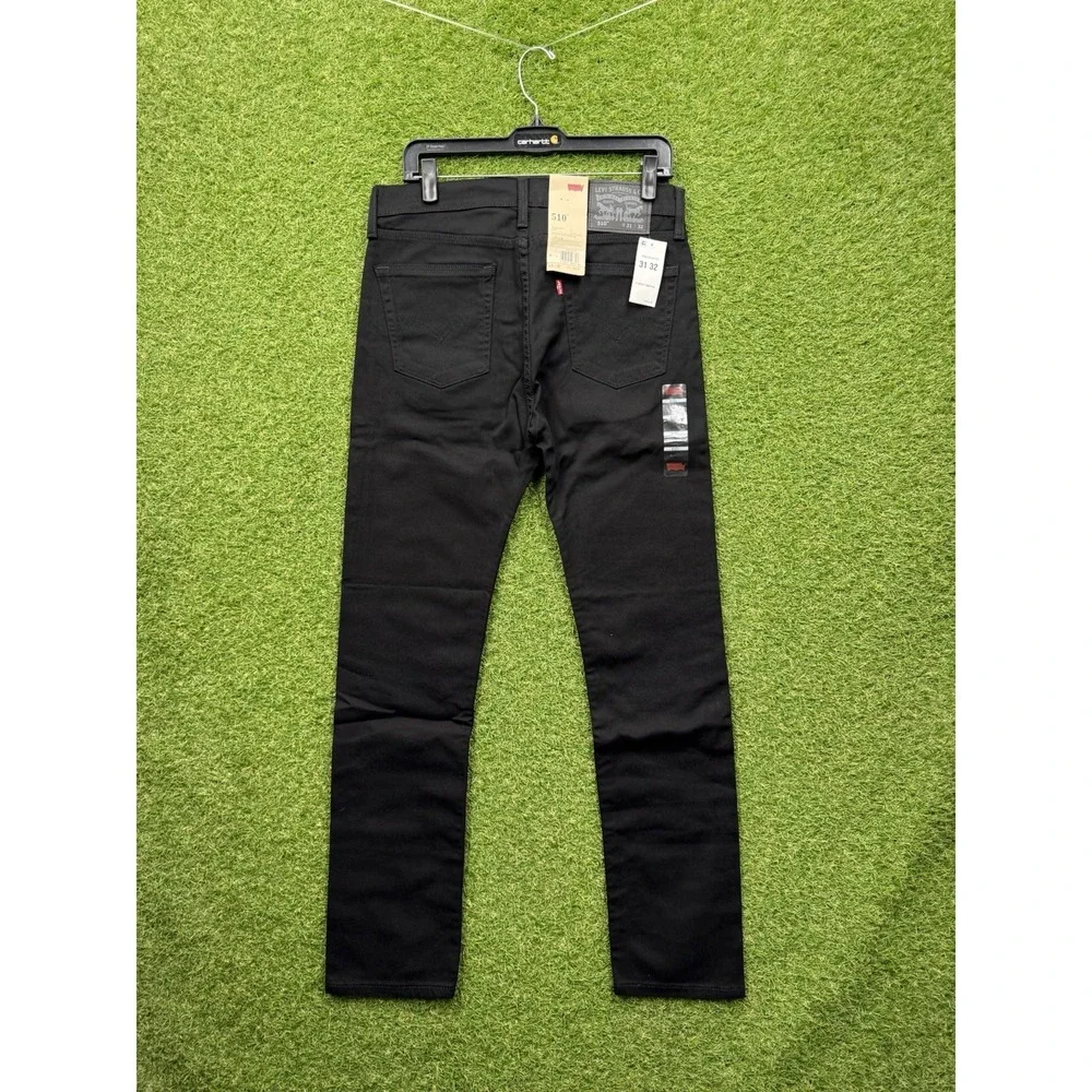 Levis 510 Jeans Mens 31x32 Skinny Fit Black Denim Stretch Sits Below Waist NWT